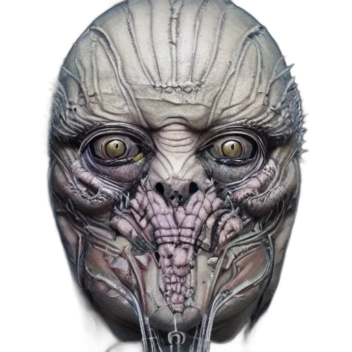 mask, face, creature, robot, concept art, photorealistic, fantasy art, 3d render transparent PNG cut-out