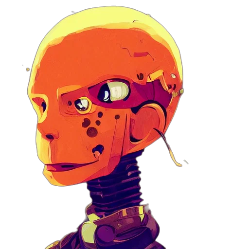 robot, mask, face, concept art, pixel art, cyberpunk, comic book art, golden transparent PNG cut-out