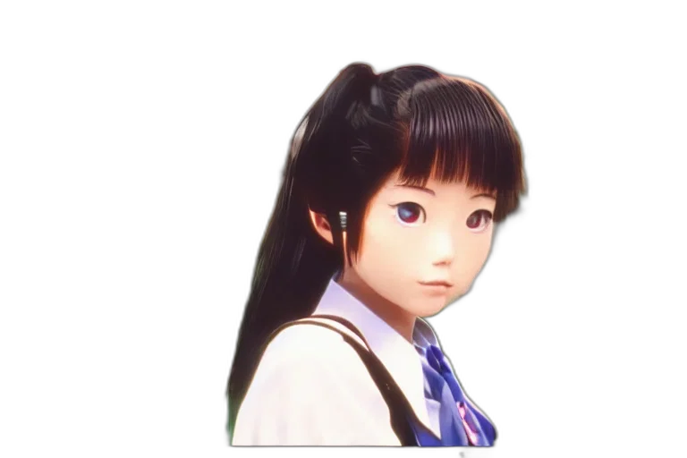 robot, face, hair, staff, anime, photorealistic, 3d render, vaporwave transparent PNG cut-out