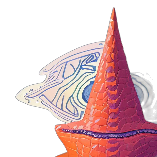 hat, crown, dragon, umbrella, 3d render, concept art, vaporwave, fantasy art transparent PNG cut-out