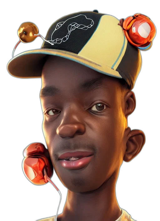 face, hat, mask, creature, photorealistic, concept art, 3d render, cartoon transparent PNG cut-out
