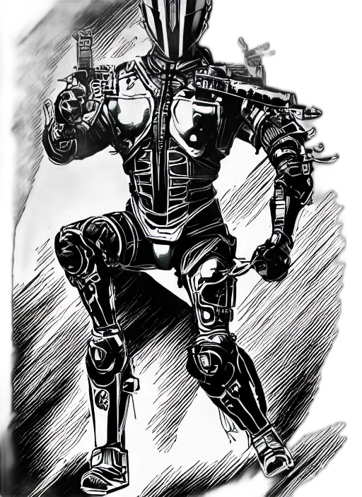 robot, comic book art, concept art, cyberpunk transparent PNG cut-out