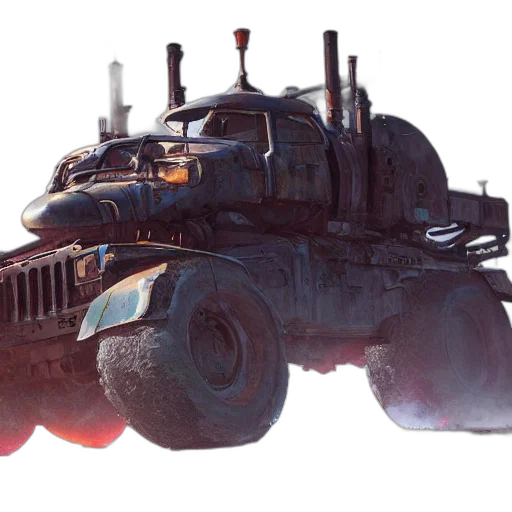 car, robot, weapon, concept art, 3d render, photorealistic, crossout, uhd transparent PNG cut-out