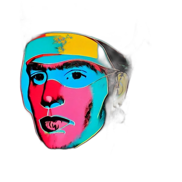 mask, face, jewelry, robot, vaporwave, cartoon, photorealistic, 3d render transparent PNG cut-out