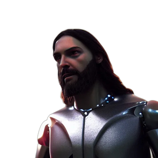 robot, sword, 3d render, concept art transparent PNG cut-out