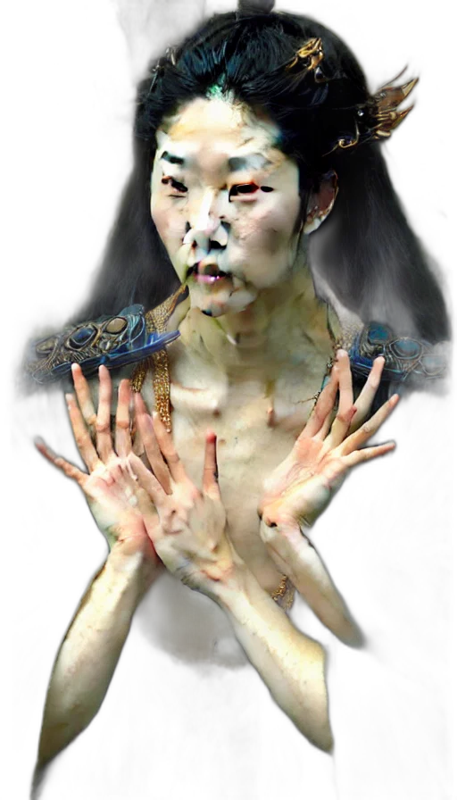 face, mask, jewelry, creature, photorealistic, concept art, fantasy art, 3d render transparent PNG cut-out