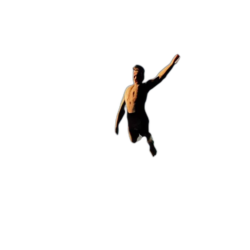 pixel art, 3d render, jumping, into transparent PNG cut-out