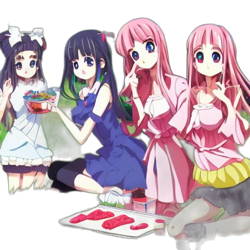 anime, concept art, cartoon, pixel art, sussy, baka, girl, besties transparent PNG cut-out