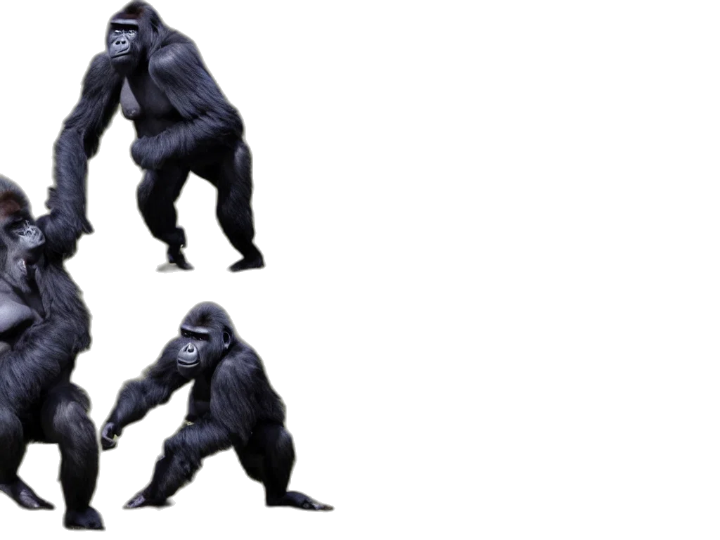 animal, creature, concept art, 3d render, photorealistic, gorilla, playin, soccer transparent PNG cut-out