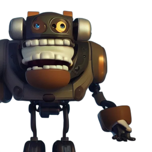 robot, creature, staff, face transparent PNG cut-out