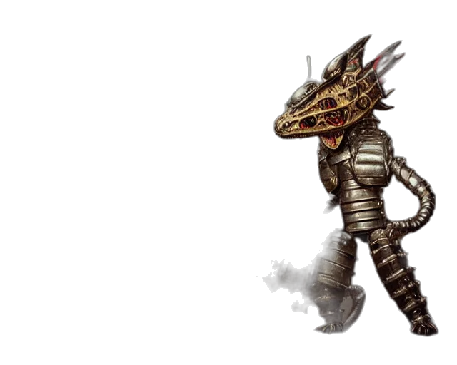 dragon, creature, staff, sword transparent PNG cut-out