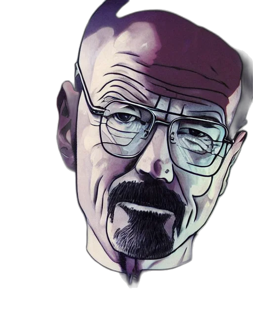 face, mask, cartoon, comic book art, concept art, photorealistic, walter, white transparent PNG cut-out