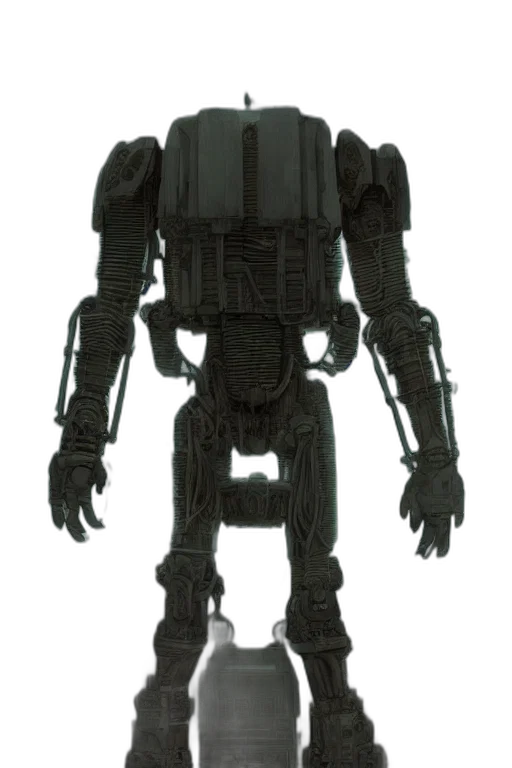 robot, creature, staff, weapon transparent PNG cut-out