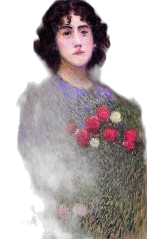 dress, face, staff, flower transparent PNG cut-out