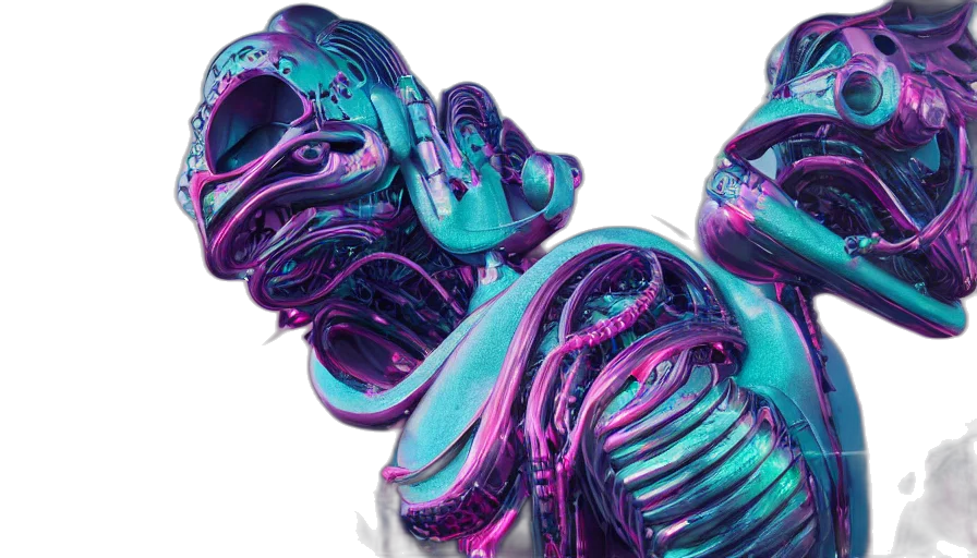 jewelry, mask, crown, shoes, 3d render, vaporwave, concept art, cyberpunk transparent PNG cut-out