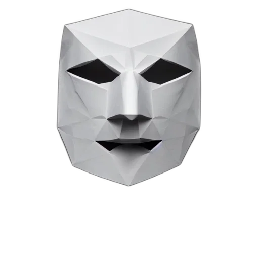 mask, face, robot, crown, concept art, 3d render, monochrome, photograph transparent PNG cut-out
