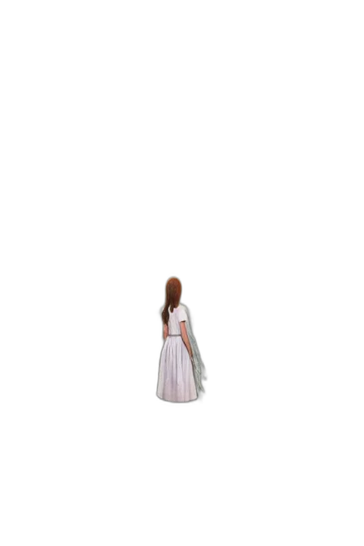 dress, hair, staff, robot, pixel art, 3d render, concept art, photorealistic transparent PNG cut-out