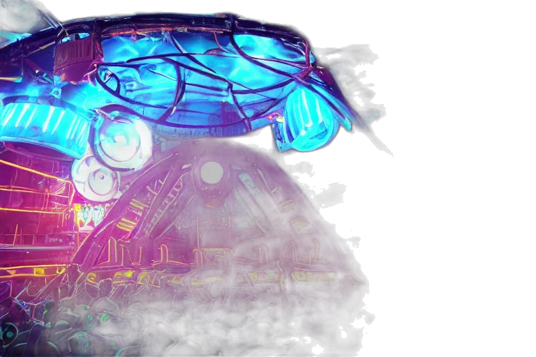 robot, car, concept art, cyberpunk, 3d render, fantasy art, outer space, neon lights transparent PNG cut-out