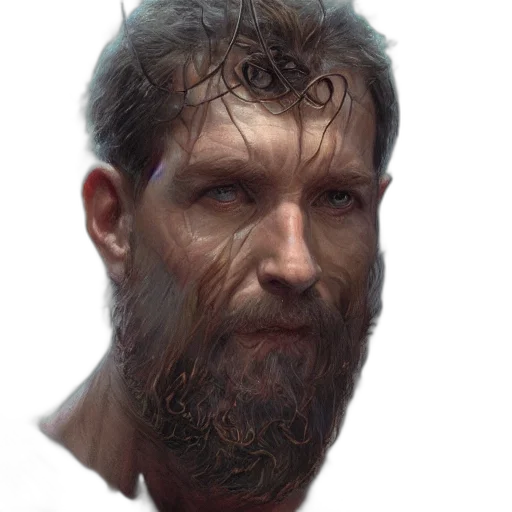 face, hair, creature, staff transparent PNG cut-out