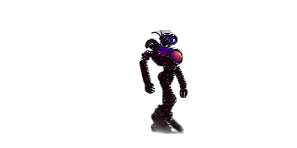 robot, creature, animal, staff, 3d render, concept art, pixel art, cyberpunk transparent PNG cut-out