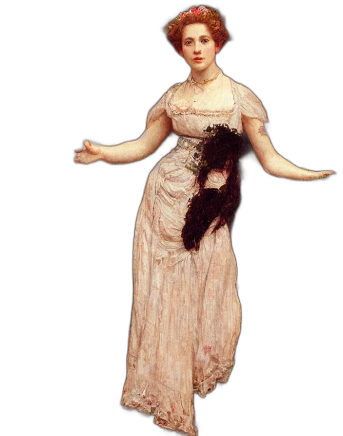 dress, staff, hair, crown transparent PNG cut-out