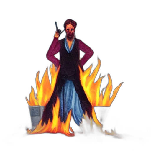 staff, concept art, pixel art, fantasy art, 3d render, fire, man, who transparent PNG cut-out