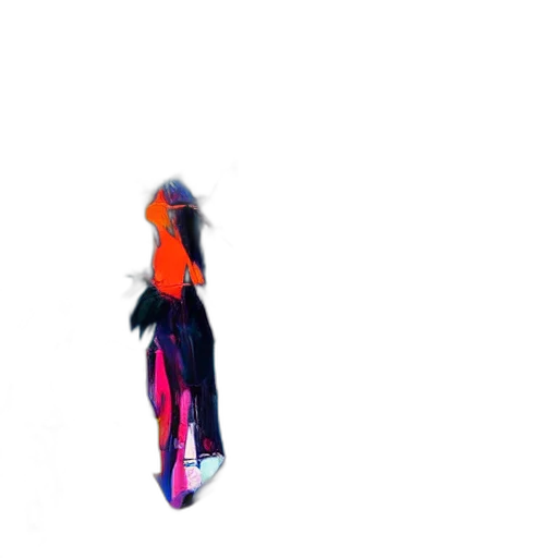 dress, hair, creature, jacket, 3d render, concept art, vaporwave, watercolor transparent PNG cut-out