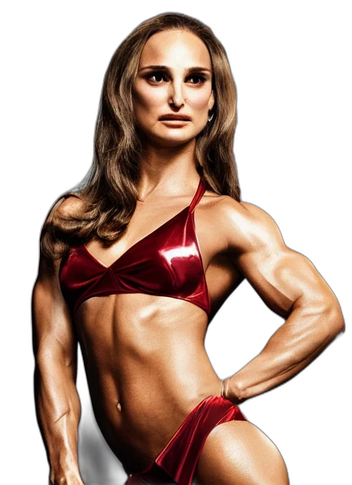 photorealistic, photoshoot, natalie, portman, miss, olympia, bodybuilder, soft transparent PNG cut-out