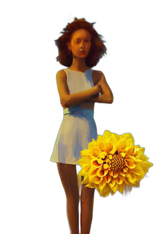 dress, flower, staff, oil painting, photorealistic, concept art, 3d render, underwater transparent PNG cut-out