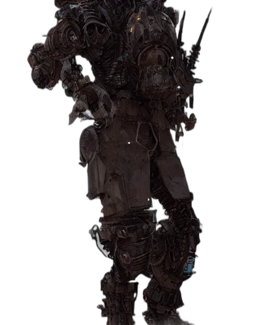 robot, staff, weapon, creature, concept art, fantasy art, 3d render, pixel art transparent PNG cut-out