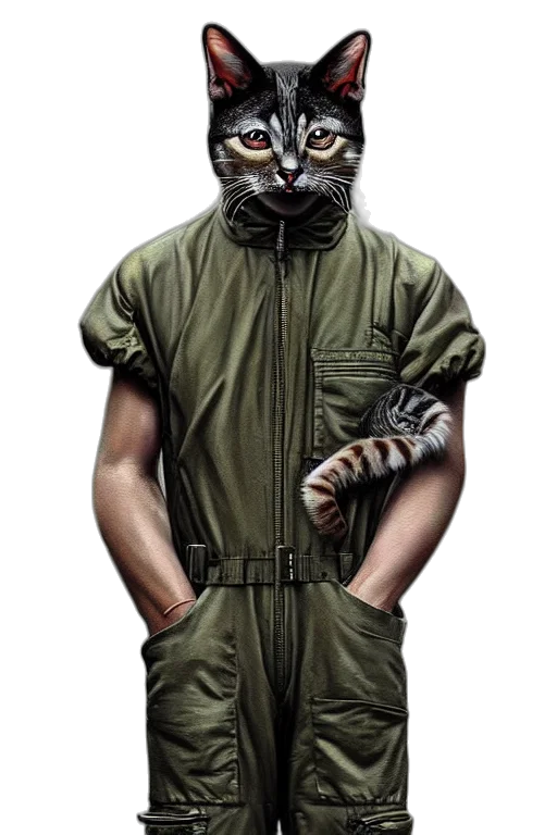 mask, jacket, animal, staff, comic book art, concept art, photorealistic, cyberpunk transparent PNG cut-out