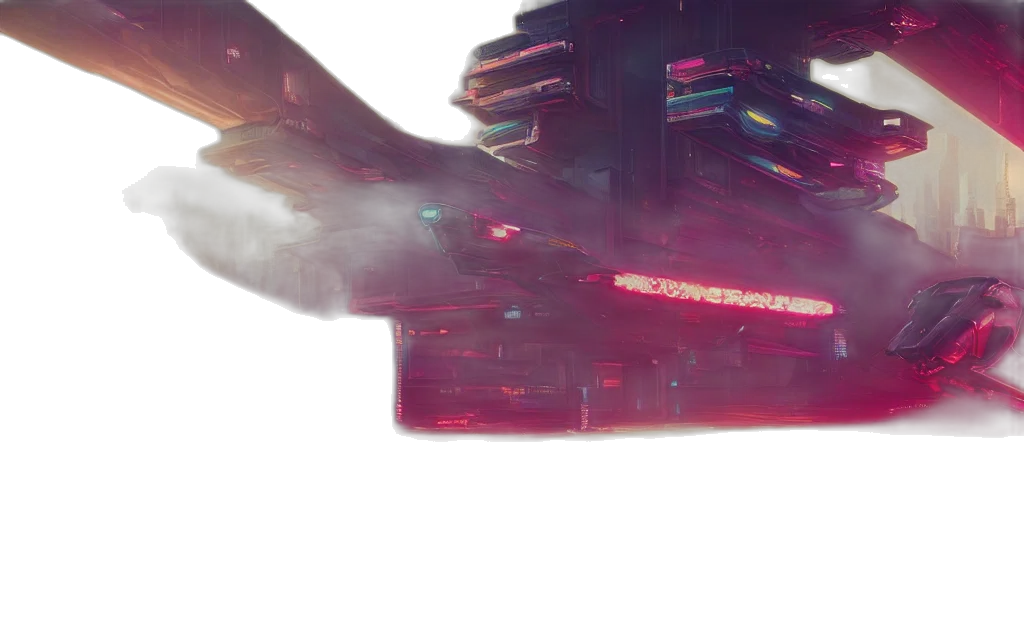 robot, sword, weapon, car, cyberpunk, concept art, vaporwave, 3d render transparent PNG cut-out