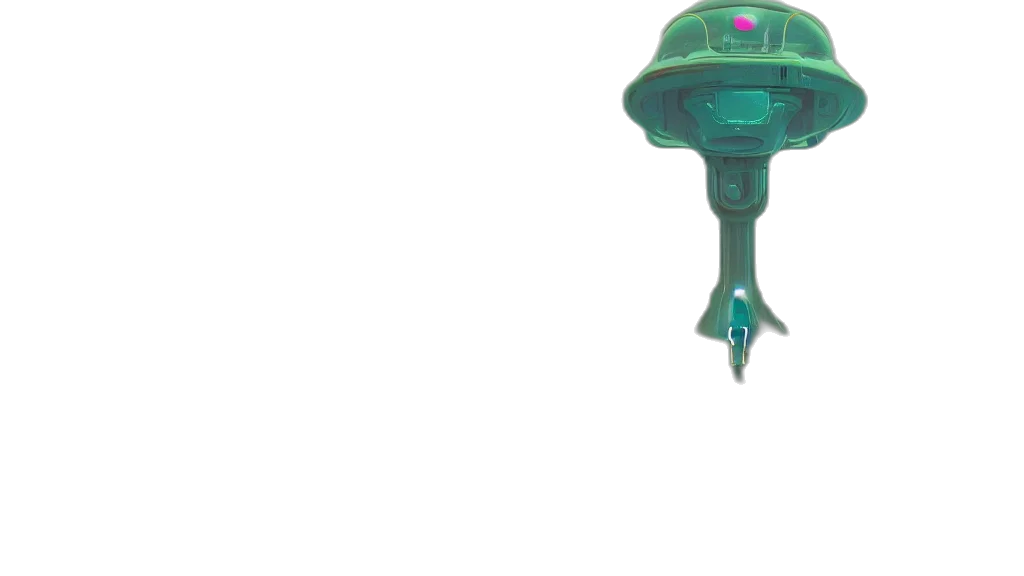 robot, staff, weapon, hat, vaporwave, 3d render, concept art, pixel art transparent PNG cut-out