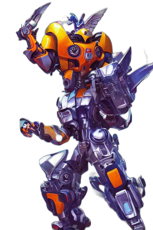 robot, weapon, concept art, 3d render transparent PNG cut-out
