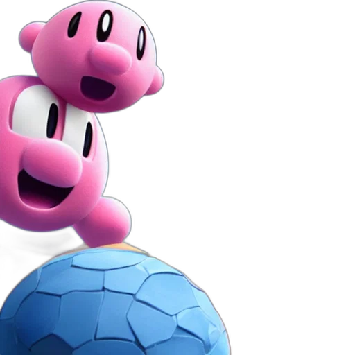 animal, 3d render, concept art, vaporwave, render, kirby, sucking, whole transparent PNG cut-out