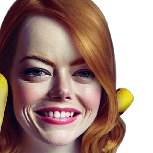 face, photorealistic, cartoon, concept art, 3d render, banana, wearing, emma transparent PNG cut-out
