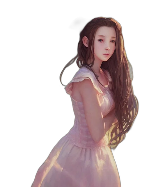 dress, hair, face, photorealistic transparent PNG cut-out