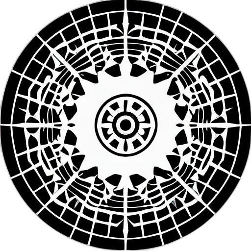 crown, staff, flower, jewelry, concept art, monochrome, circular, mandala transparent PNG cut-out