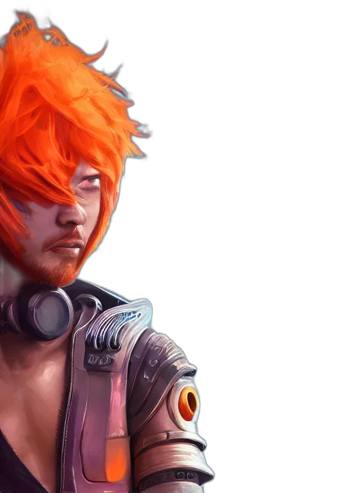 cyberpunk, concept art, fantasy art, photorealistic, red, neon, colorful, portrait transparent PNG cut-out