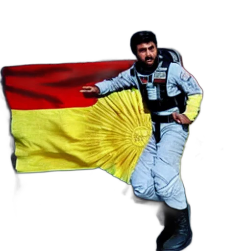 pixel art, kurdish, astronaut, holding transparent PNG cut-out