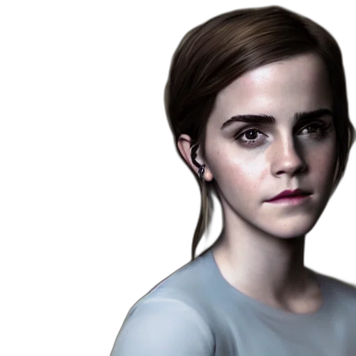face, photorealistic, concept art, fantasy art, cartoon, portrait, emma, watson transparent PNG cut-out