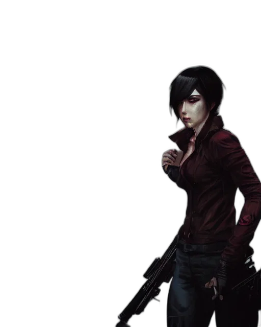 jacket, weapon, concept art, 3d render, comic book art, cyberpunk, dark, battle transparent PNG cut-out