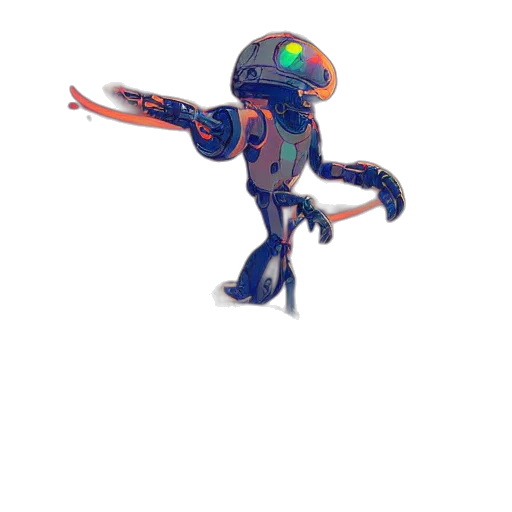 robot, creature, weapon, staff, concept art, 3d render, watercolor, pixel art transparent PNG cut-out