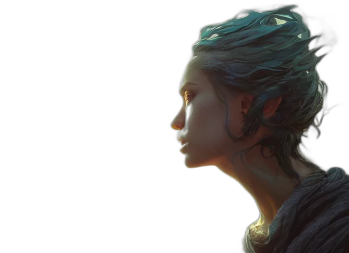 face, crown, hair, dragon, photorealistic, fantasy art, concept art, cyberpunk transparent PNG cut-out