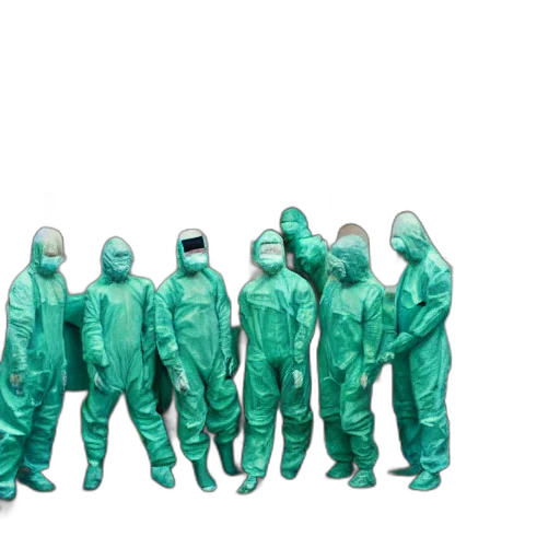jacket, wide, shot, photo, group, scientists, hazmat, suits transparent PNG cut-out