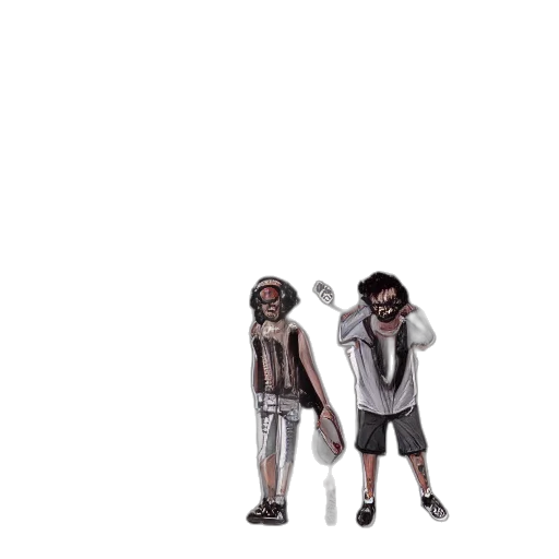 robot, jacket, staff, mask, concept art, 3d render, pixel art, cartoon transparent PNG cut-out