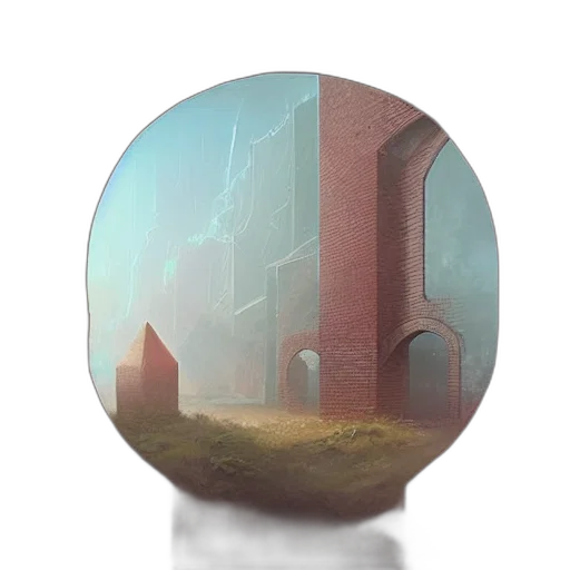 bottle, building, sword, face, concept art, fantasy art, 3d render, pixel art transparent PNG cut-out