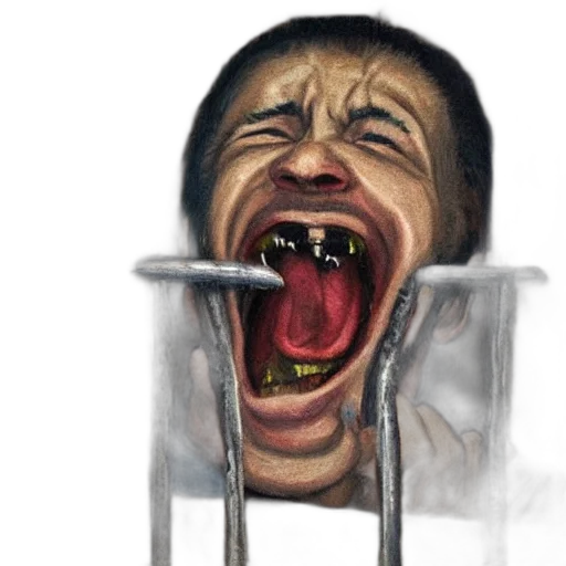 face, staff, mask, photorealistic, concept art, 3d render, screaming, prisoner transparent PNG cut-out