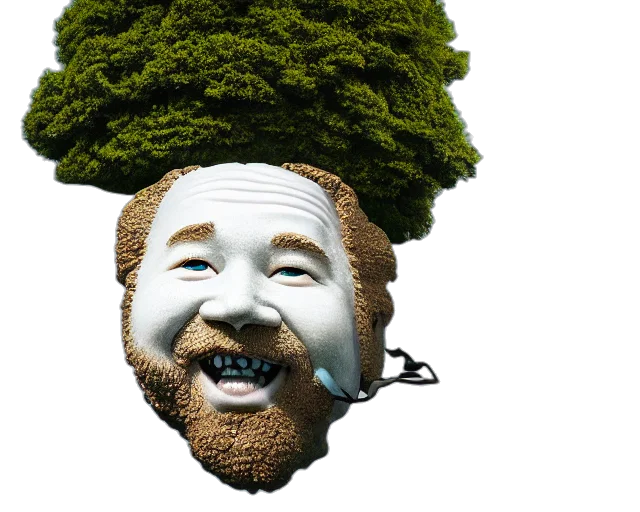 mask, tree, crown, creature, concept art, photorealistic, 3d render, pixel art transparent PNG cut-out