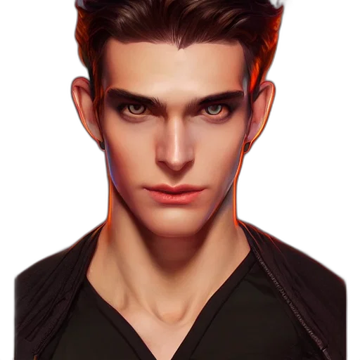 face, hair, jacket, staff transparent PNG cut-out